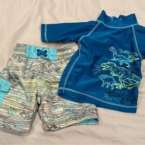 12-18 month boys USkinz swim shorts & swim shirt set SPF 50+ sunwear gently used